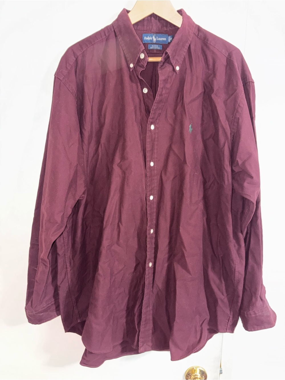Ralph Lauren Men’s Button-Down Shirt - Burgundy Blake Cotton XL